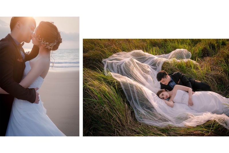 拍照效果 真的很美的比堤婚紗 推薦新人：耿維＆蕙如 大草原 海邊逆光